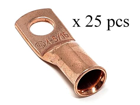 25 Pcs 4 Gauge X 516 Pure Copper Cable Lugs