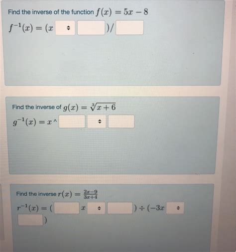 Solved Find The Inverse Of The Function F X 5x 8 Find The