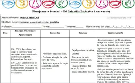 Plano de aula trimestral para Berçário Janeiro Fevereiro Março e