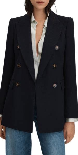 Reiss Lana Wool Blend Blazer In Navy