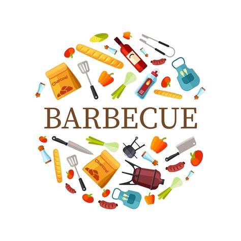 Premium Vector Bbq Cartoon Decorative Circle Shape With Barbecue