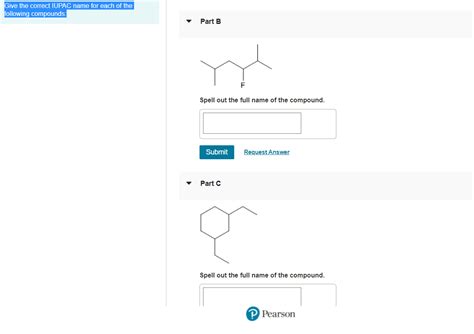 Solved Give The Correct IUPAC Name For Each Of The Following