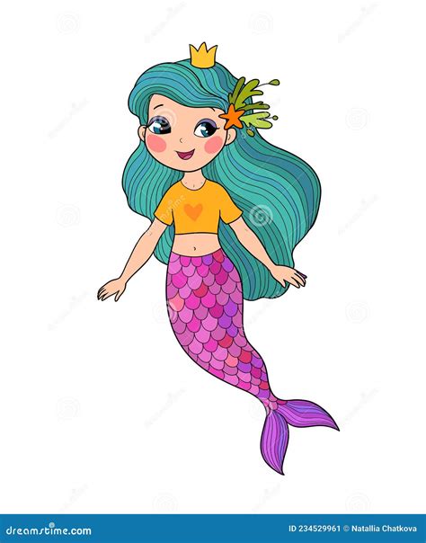 Las Sirenas De Dibujos Animados Adorables Sirena Tema Marino