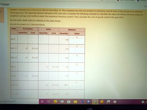 Solved Engage Simplex Company Has A Fiscal Year End On December