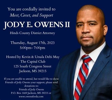 Meet Greet And Support Jody E Owens Ii Owens For Da