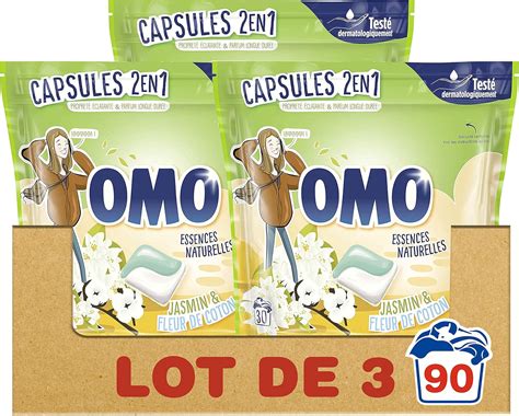 Omo Lessive Capsules 2en1 Jasmin et Fleur de Coton Formule testée