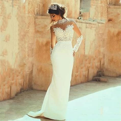 Backless Vestido De Noiva Wedding Dresses Mermaid Long Sleeves