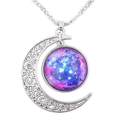 Fansing Galaxy Necklace Hollow Out Crescent Star Galactic Cosmic Moon