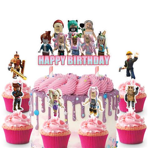 Buy 25 Cake Decorations For Roblox Cake Topper Cupcake Toppers Birthday Party Supplies Favor For