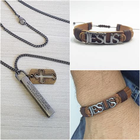 Kit Colar Ora O Pai Nosso E Pulseira Jesus Elo