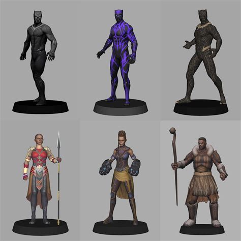 D File Black Panther Pack X Figures Low Poly D Print D Print