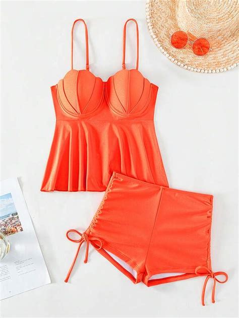 Scallop Trim Push Up Shorts Bikini Swimsuit Shein Usa