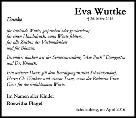 Traueranzeigen Von Eva Wuttke Trauer Anzeigen De