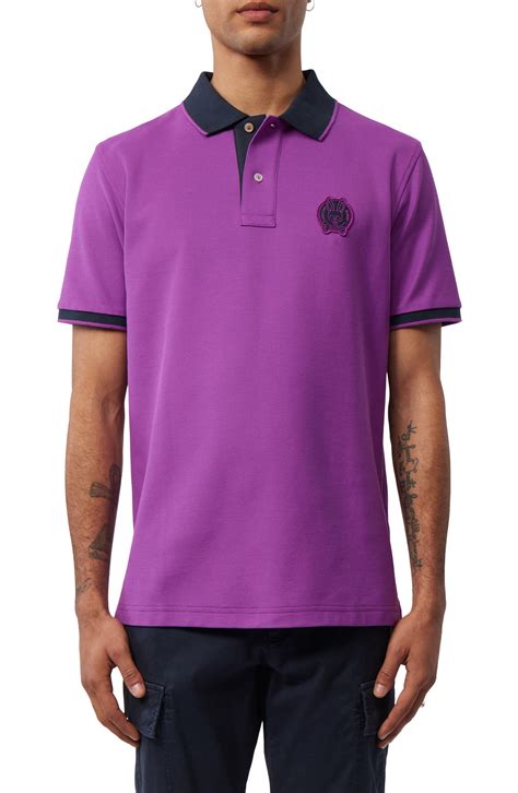 Psycho Bunny Switzer Tipped Pima Cotton Piqué Polo In Purple For Men Lyst