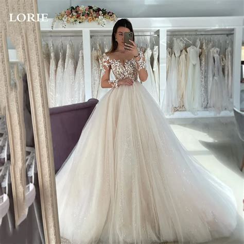 Lorie Robe De Mari E L G Re En Dentelle Champagne Manches Longues