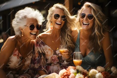 Premium Ai Image Retirement Party Old Ladies Enjoying Wine Sunglasses