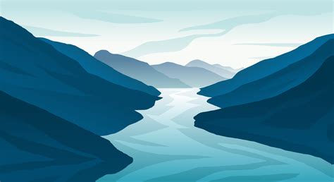 Natural Landscape Of Mountains And Big River 17586731 Vector Art At