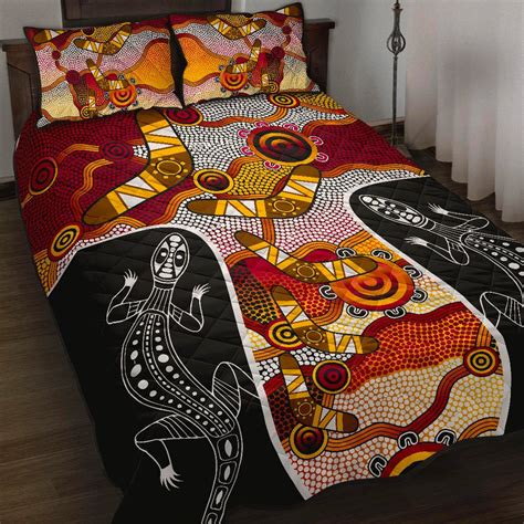 AIO Pride Aboriginal Quilt Cover Set Dot Painting Lizard Boomerang