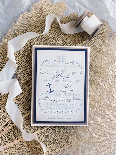 Elegant Glamorous Newport Yacht Wedding Yacht Wedding Wedding Invitations Stationery