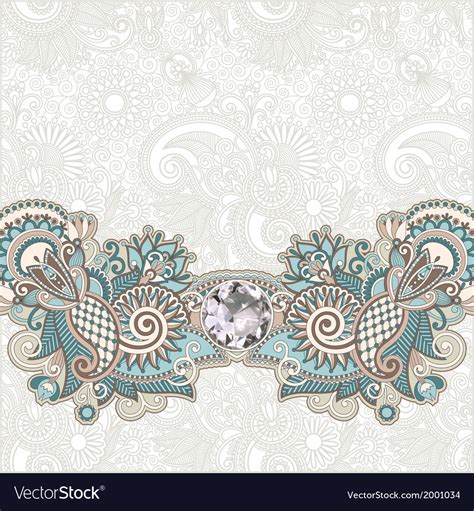 Ornate floral background with diamond jewel Vector Image