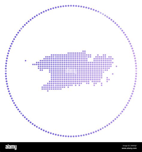 Vis Digital Badge Dotted Style Map Of Vis In Circle Tech Icon Of The