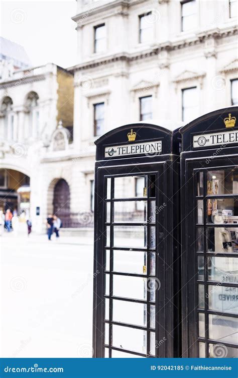 One Of The Characteristic Black Phone Box In Central London In