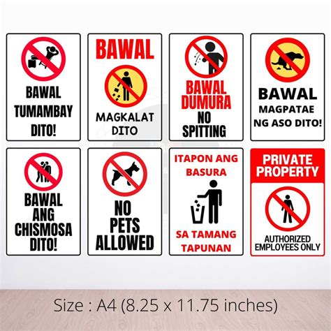 LAMINATED WARNING SIGNAGE ENGLISH TAGALOG A4 Size Shopee Philippines