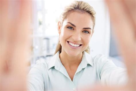 Selfie Portrait And Happy Business Woman In The Office Taking A Break