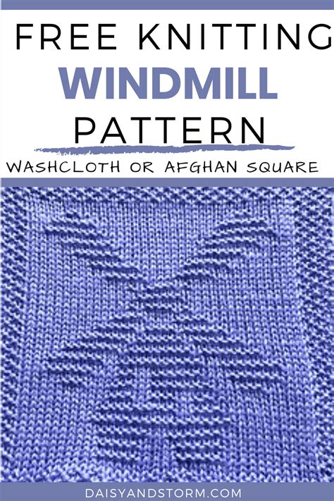 Free Knitting Pattern For Windmill Washcloth Or Afghan Square Knitted