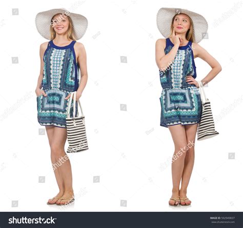 Collage Woman Panama Hat Isolated On Stock Photo 592949837 Shutterstock