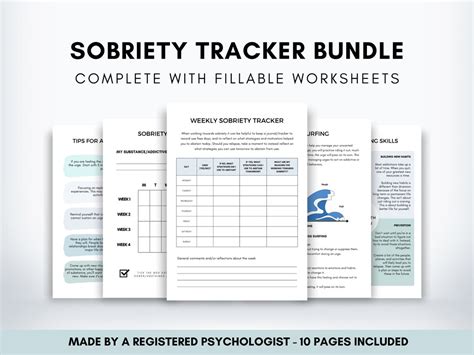 Sobriety Tracker Workbook Bundle Addiction Worksheet For Etsy