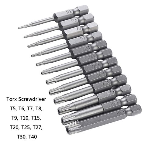 12Pcs Set Security Bit Set Drill Bit Screw Driver Bits Hex Torx Flat Head 1/4" Driver Bits Hand ...