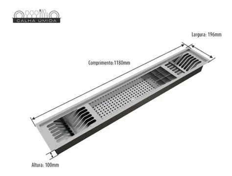 Calha Úmida Canal Equipado Embutido Escorredor Louça Inox Mebuscar Brasil