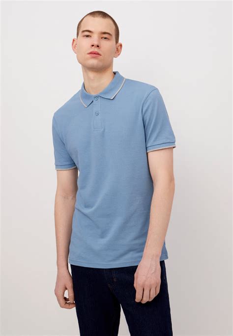 Поло Modis, цвет: голубой, MP002XM1ZVCJ — купить в интернет-магазине Lamoda