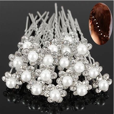 20pcs Wedding Bridal Pearl Flower Crystal Hair Pins Clips Bridesmaid