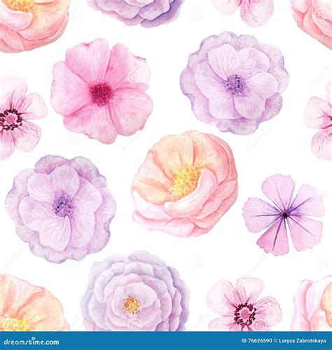 Seamless Pattern With Pink Flowers Stock Illustration Illustration Of