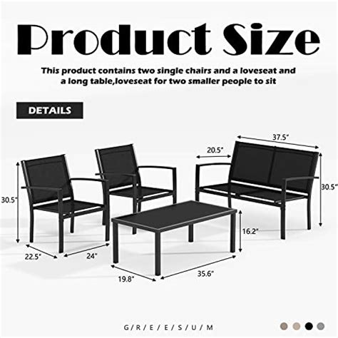 Greesum 4 Pieces Patio Furniture Set Outdoor Conversation Sets For