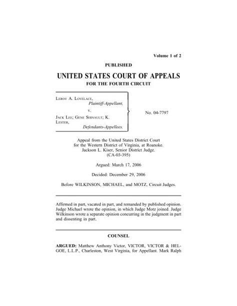 Lovelace V Lee Court Of Appeals 4th Circuit