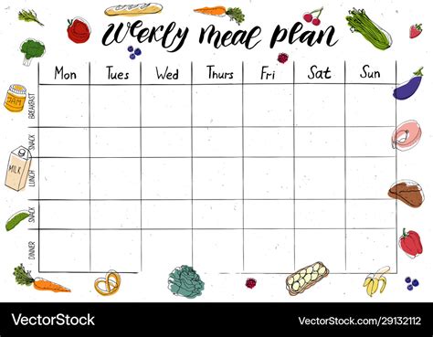 Cute A4 Template For Weekly And Daily Meal Planner