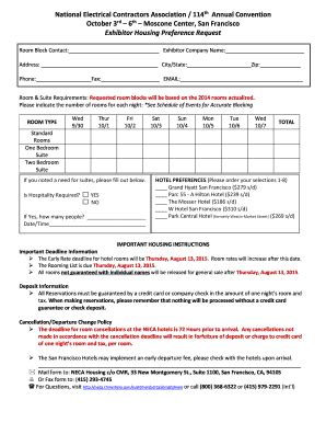 Fillable Online Necashow Exhibitor Housing Request Form Neca Show