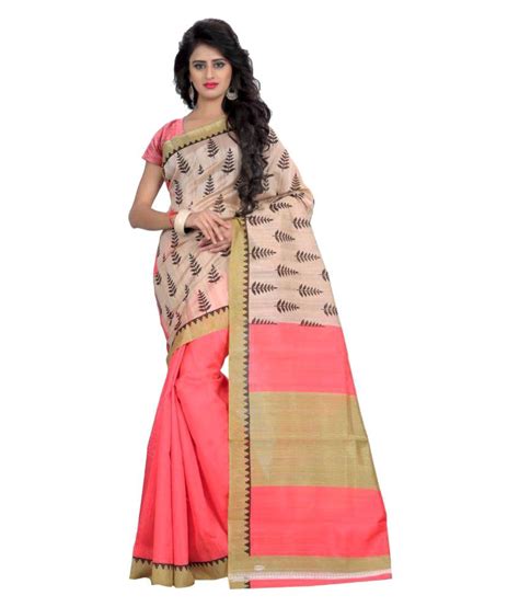 SVB Sarees Red And Beige Bhagalpuri Silk Saree Buy SVB Sarees Red And