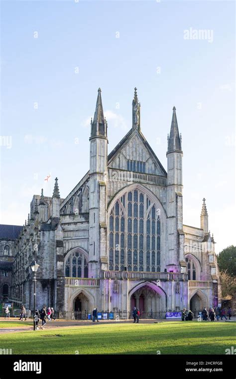 Winchester Cathedral West Facade In Winter Cathedral Close Winchester