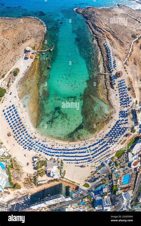 Overhead View Of Sandy Bay Vathia Gonia Beach In Ayia Napa Famagusta