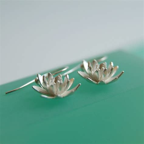 Lotus Earrings Sterling Silver Lotus Flower Earrings Etsy Uk