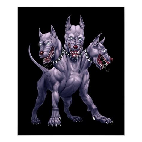 Three Headed Dog Cerberus Poster | Zazzle | Cerberus, Greek ...