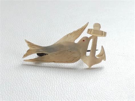 Antique Mother Of Pearl Dove Anchor Peace Brooch Etsy In