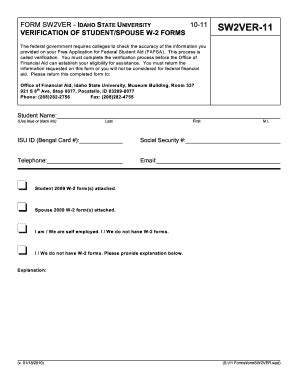 Fillable Online Isu Verification Of Studentspouse W Forms Fax Email