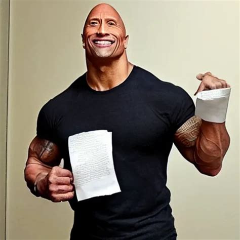 Dwayne Johnson Holding A Paper Stable Diffusion