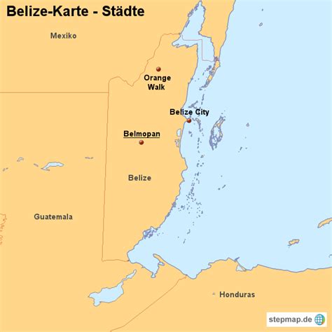 StepMap Landkarte Belize Karte mit Städten Landkarte für Belize