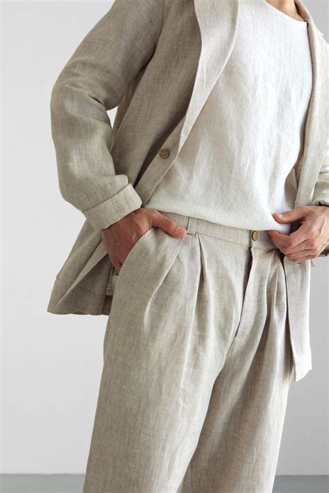 Mens Linen Pants With Pleats Linen Joggers Mens Trousers Etsy